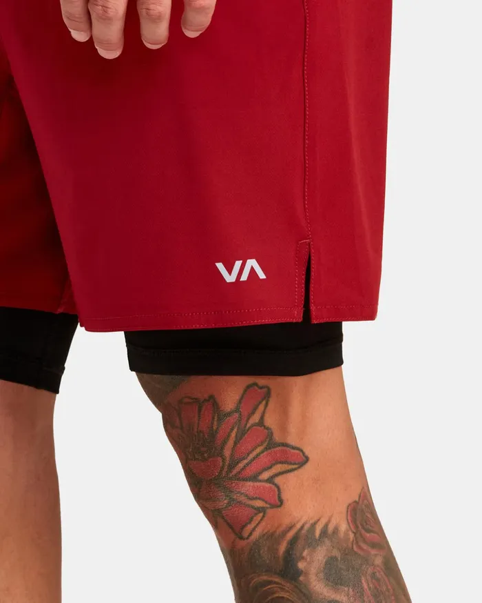 RVCA Athletic Shorts Yogger Train 2In1 Elastic Waist Workout Shorts 17034 Cardinal 8211 Men RVCA Athletic Shorts Yogger Train 2In1 Elastic Waist Workout Shorts 17034 Cardinal 8211 Men