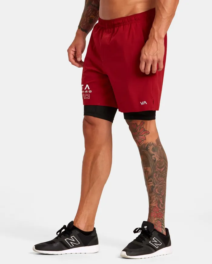 RVCA Athletic Shorts Yogger Train 2In1 Elastic Waist Workout Shorts 17034 Cardinal 8211 Men RVCA Athletic Shorts Yogger Train 2In1 Elastic Waist Workout Shorts 17034 Cardinal 8211 Men