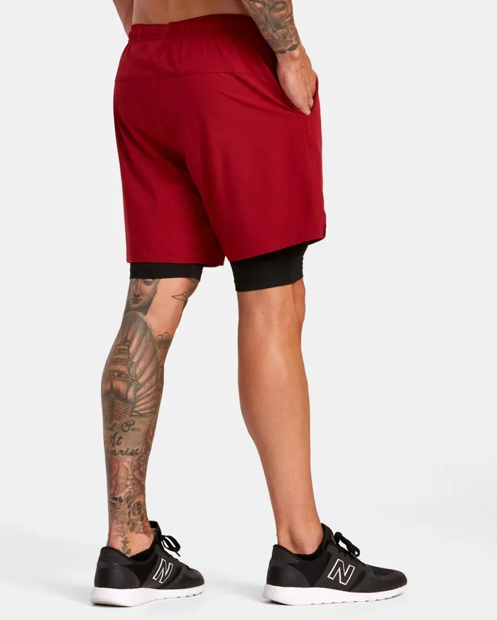 RVCA Athletic Shorts Yogger Train 2In1 Elastic Waist Workout Shorts 17034 Cardinal 8211 Men RVCA Athletic Shorts Yogger Train 2In1 Elastic Waist Workout Shorts 17034 Cardinal 8211 Men
