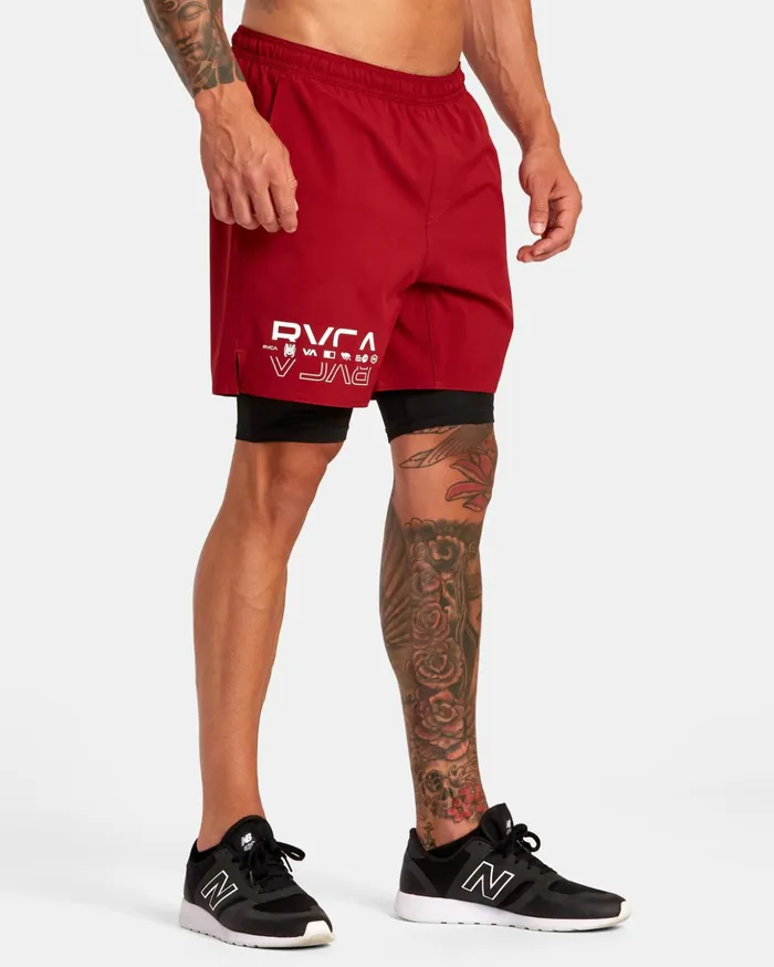 RVCA Athletic Shorts Yogger Train 2In1 Elastic Waist Workout Shorts 17034 Cardinal 8211 Men RVCA Athletic Shorts Yogger Train 2In1 Elastic Waist Workout Shorts 17034 Cardinal 8211 Men