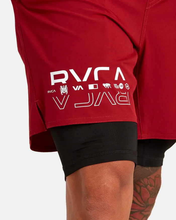 RVCA Athletic Shorts Yogger Train 2In1 Elastic Waist Workout Shorts 17034 Cardinal 8211 Men RVCA Athletic Shorts Yogger Train 2In1 Elastic Waist Workout Shorts 17034 Cardinal 8211 Men