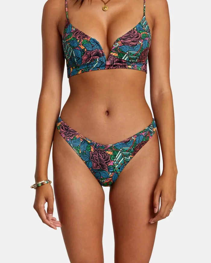 RVCA Bikini Bottoms Ander Medium High Leg Bikini Bottoms Multi 8211 Women