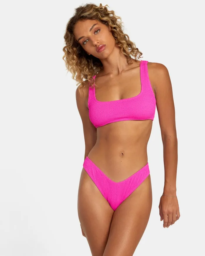 RVCA Bikini Bottoms Grooves Texture High Leg Bikini Bottoms Fluro Pink 8211 Women RVCA Bikini Bottoms Grooves Texture High Leg Bikini Bottoms Fluro Pink 8211 Women