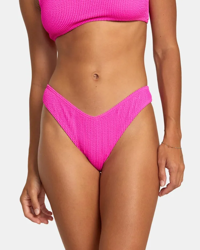 RVCA Bikini Bottoms Grooves Texture High Leg Bikini Bottoms Fluro Pink 8211 Women RVCA Bikini Bottoms Grooves Texture High Leg Bikini Bottoms Fluro Pink 8211 Women