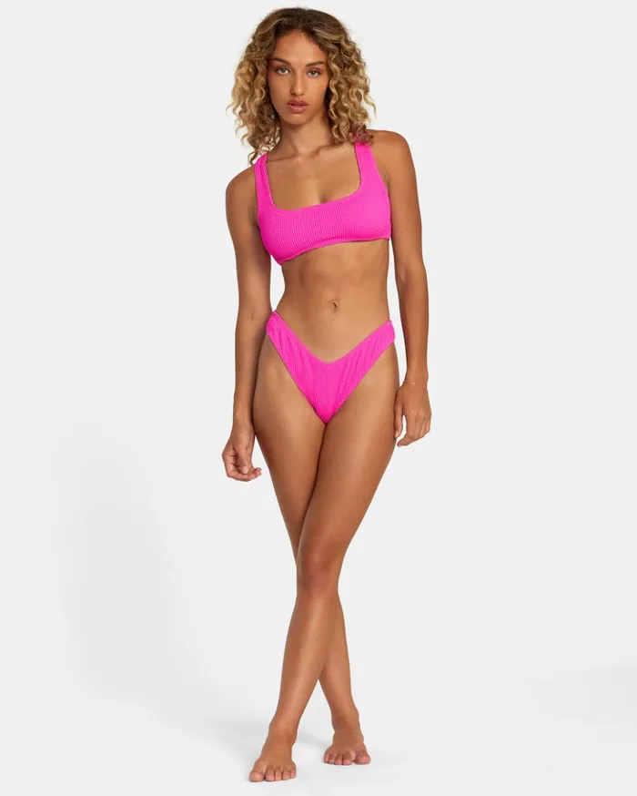 RVCA Bikini Bottoms Grooves Texture High Leg Bikini Bottoms Fluro Pink 8211 Women RVCA Bikini Bottoms Grooves Texture High Leg Bikini Bottoms Fluro Pink 8211 Women