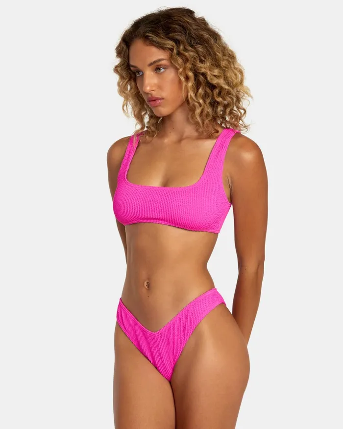 RVCA Bikini Bottoms Grooves Texture High Leg Bikini Bottoms Fluro Pink 8211 Women RVCA Bikini Bottoms Grooves Texture High Leg Bikini Bottoms Fluro Pink 8211 Women
