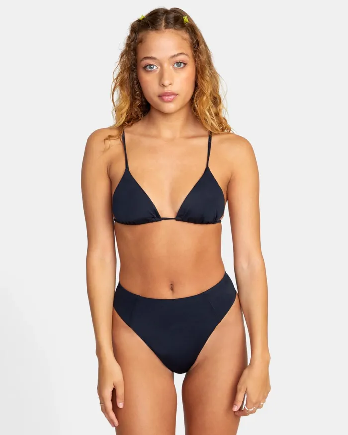 RVCA Bikini Bottoms Solid High Rise Cheeky Bikini Bottoms Black 8211 Women