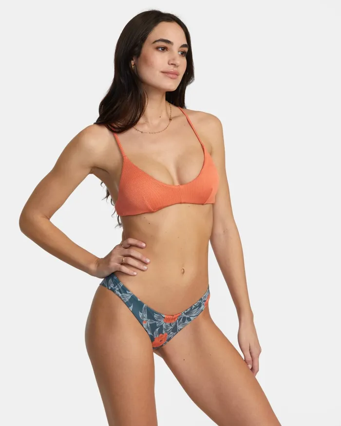 RVCA Bikini Tops Cross Back Tie Bralette Bikini Top Peach 8211 Women