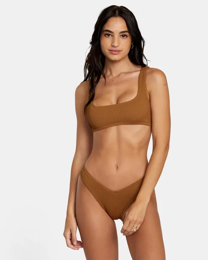 RVCA Bikini Tops Grooves Texture Bralette Bikini Top Sienna 8211 Women