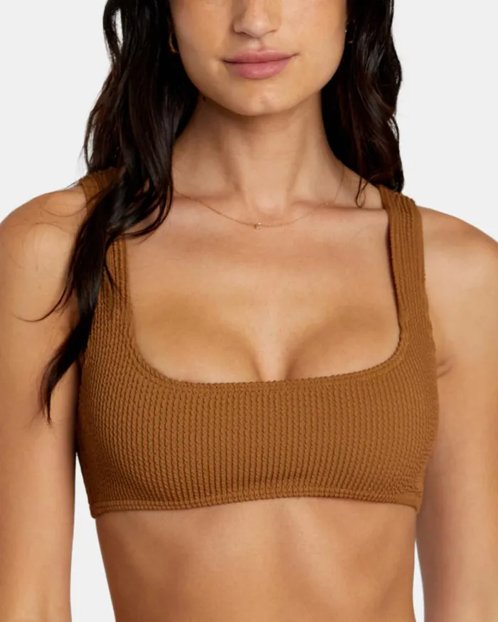 RVCA Bikini Tops Grooves Texture Bralette Bikini Top Sienna 8211 Women