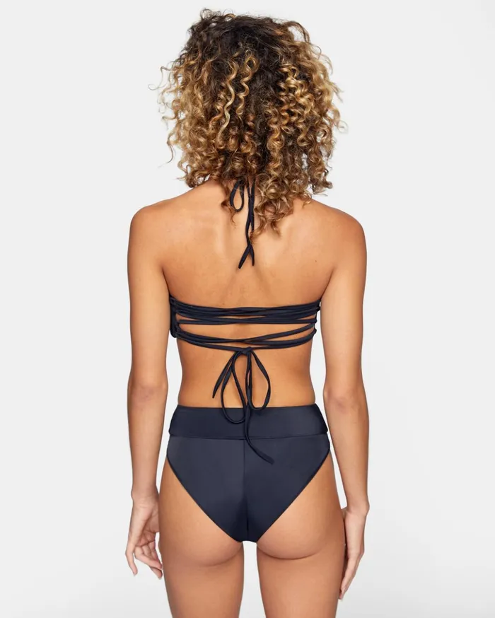 RVCA Bikini Tops TieBack Halter Bandeau Bikini Top Black 8211 Women
