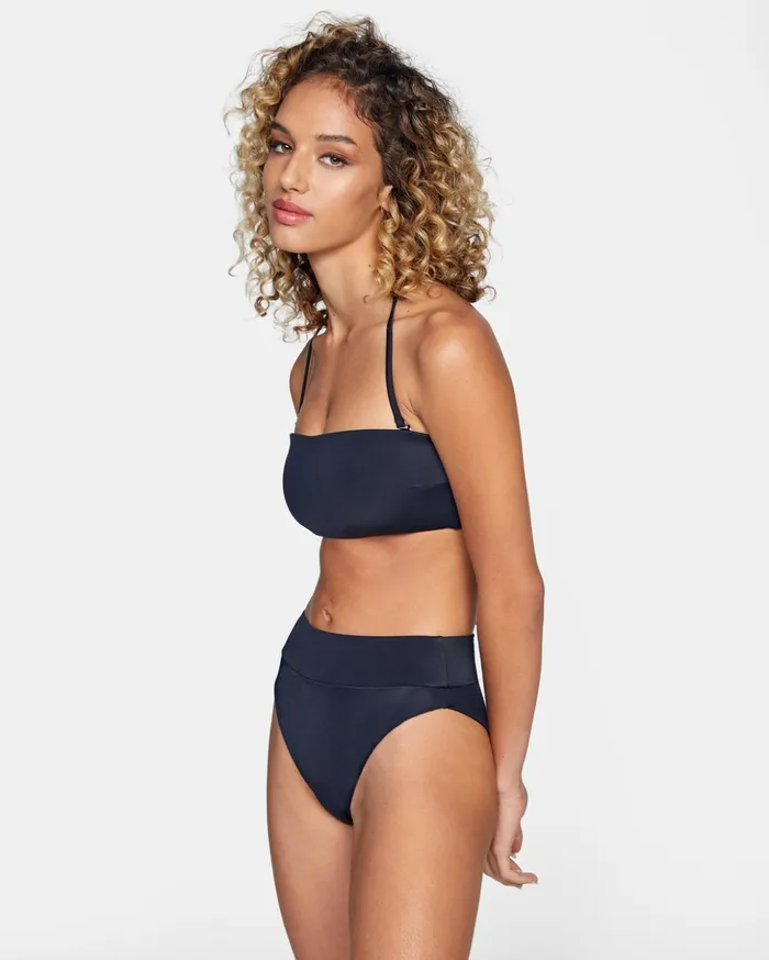 RVCA Bikini Tops TieBack Halter Bandeau Bikini Top Black 8211 Women