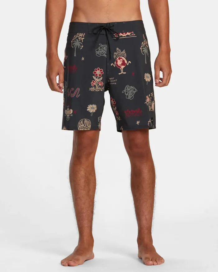 RVCA Boardshorts VA Pigment Print Elastic Waist Rvca Black 8211 Men