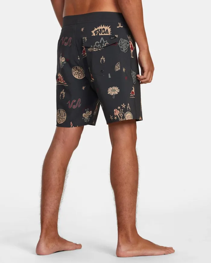 RVCA Boardshorts VA Pigment Print Elastic Waist Rvca Black 8211 Men