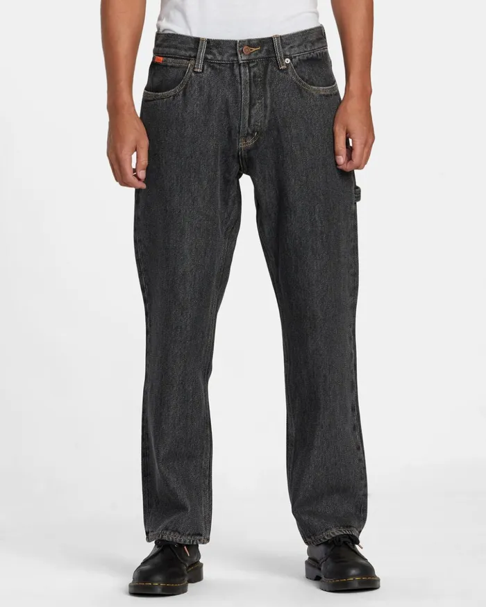 RVCA Denim Americana Chainmail Relaxed Fit Jeans Grey Rinse 8211 Men