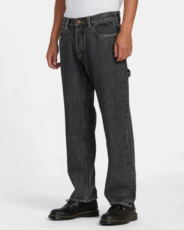 RVCA Denim Americana Chainmail Relaxed Fit Jeans Grey Rinse 8211 Men