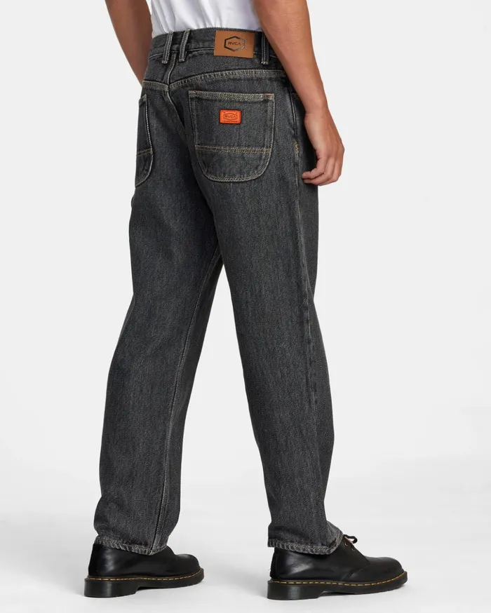 RVCA Denim Americana Chainmail Relaxed Fit Jeans Grey Rinse 8211 Men
