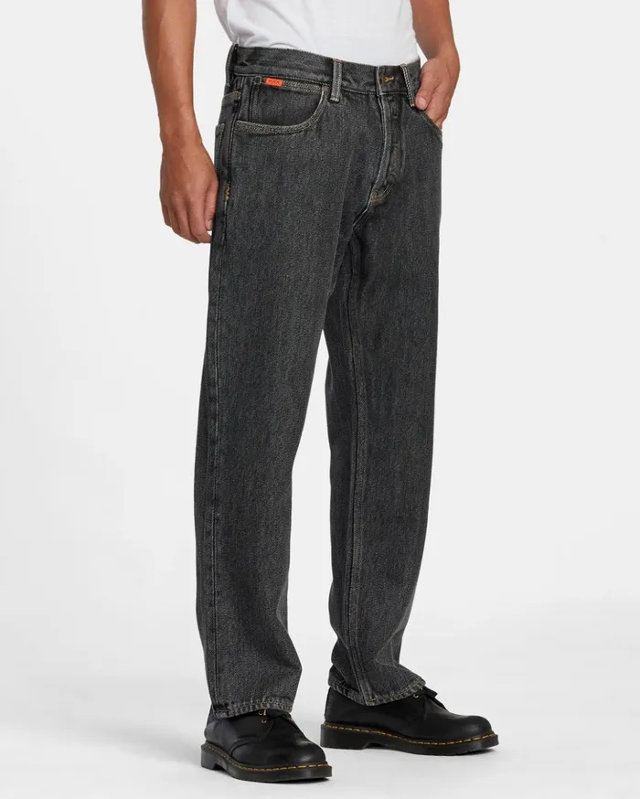 RVCA Denim Americana Chainmail Relaxed Fit Jeans Grey Rinse 8211 Men