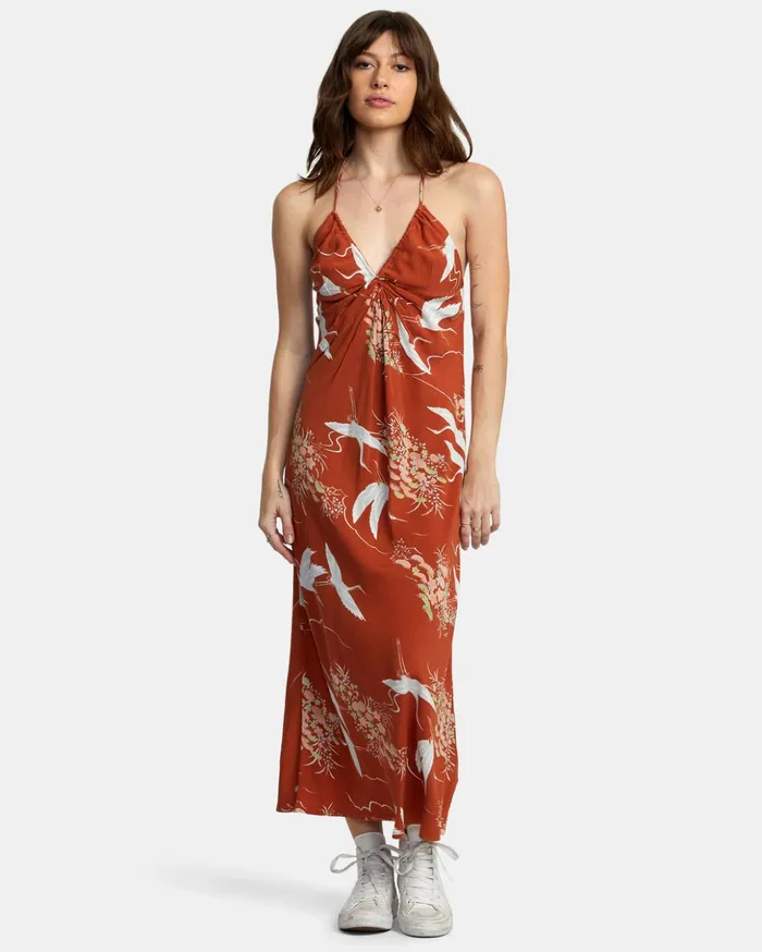 RVCA Dresses Rompers Billy Midi Dress Sandlewood 8211 Women