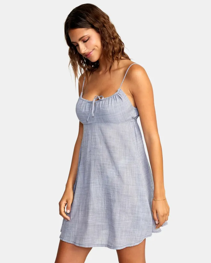 RVCA Dresses Rompers Houndstooth Overtime Mini Sun Dress Blue Grey 8211 Women