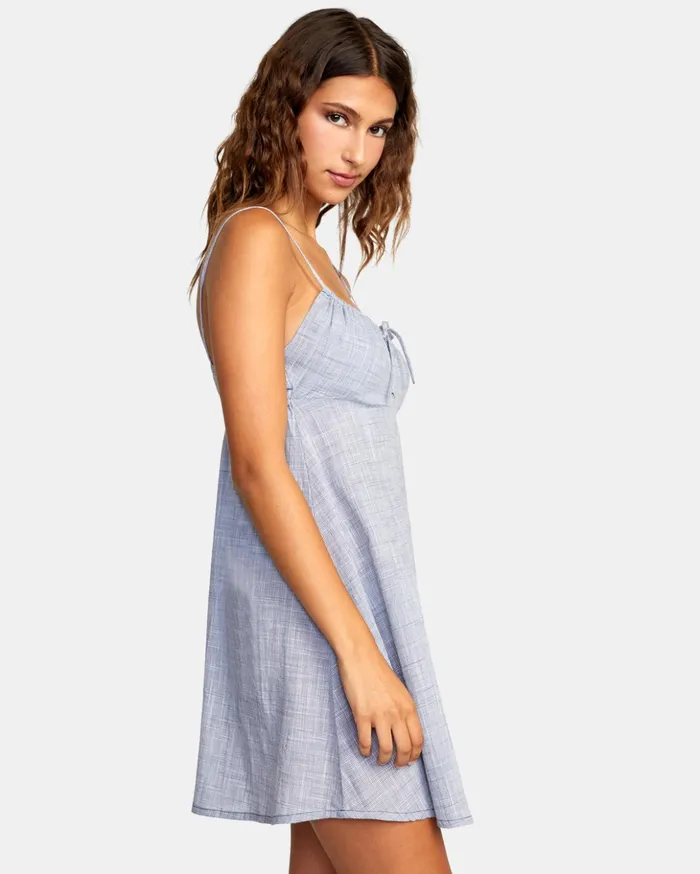 RVCA Dresses Rompers Houndstooth Overtime Mini Sun Dress Blue Grey 8211 Women