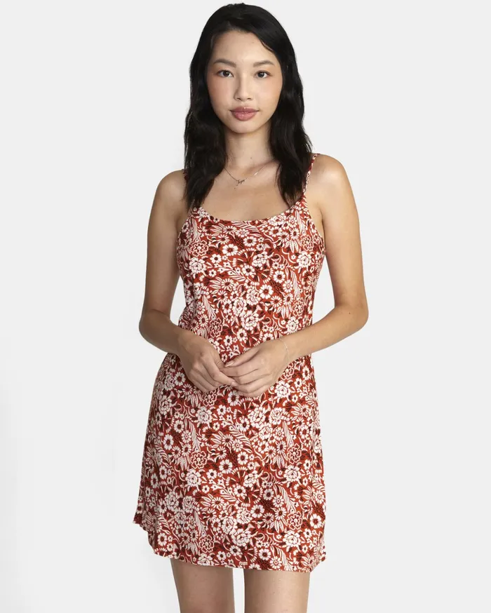 RVCA Dresses Rompers Macarthur Midi Dress Cinnamon 8211 Women