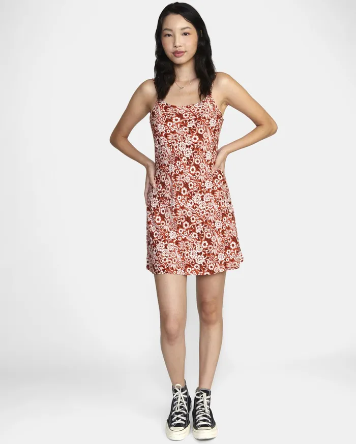 RVCA Dresses Rompers Macarthur Midi Dress Cinnamon 8211 Women