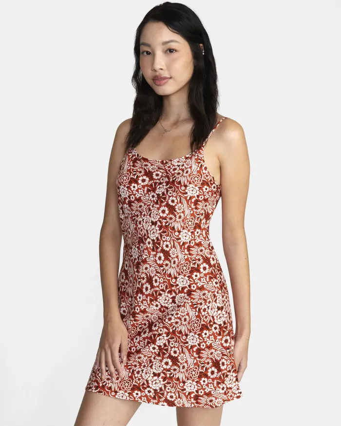 RVCA Dresses Rompers Macarthur Midi Dress Cinnamon 8211 Women