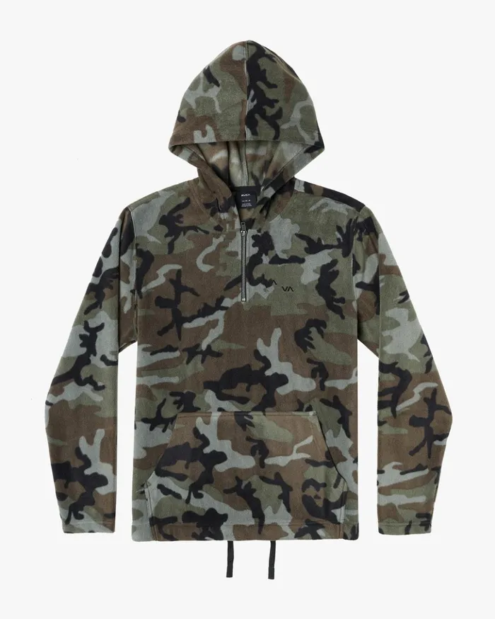 RVCA Hoodies Fleece Boy039s Yukon Quarter Zip Pullover Hoodie Camo 8211 Boys