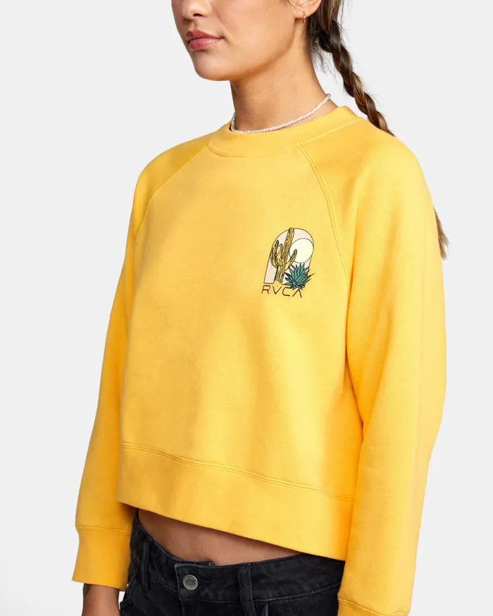 RVCA Hoodies Fleece Oasis Crewneck Sweatshirt Marigold 8211 Women