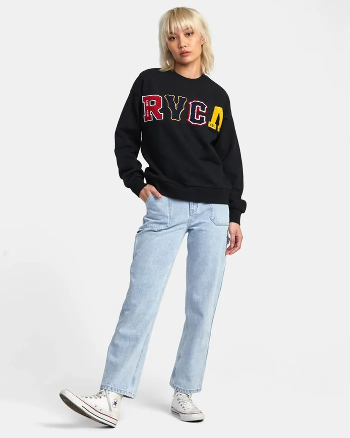 RVCA Hoodies Fleece RVCA Letterman Sweatshirt Rvca Black 8211 Women