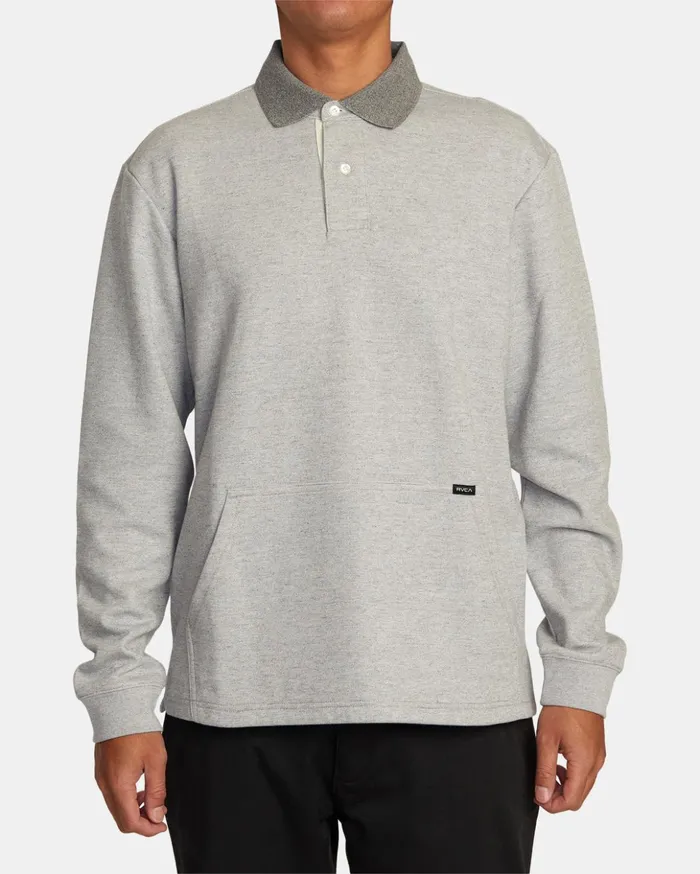 RVCA Hoodies Sweatshirts Fairfax Striped Long Sleeve Polo Shirt Cement 8211 Men RVCA Hoodies Sweatshirts Fairfax Striped Long Sleeve Polo Shirt Cement 8211 Men