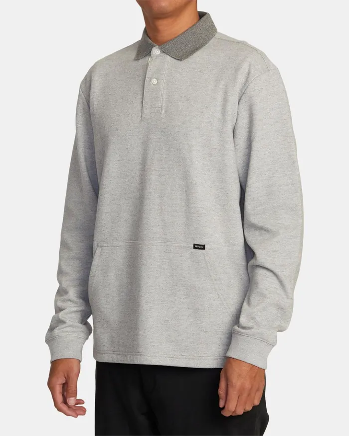 RVCA Hoodies Sweatshirts Fairfax Striped Long Sleeve Polo Shirt Cement 8211 Men RVCA Hoodies Sweatshirts Fairfax Striped Long Sleeve Polo Shirt Cement 8211 Men