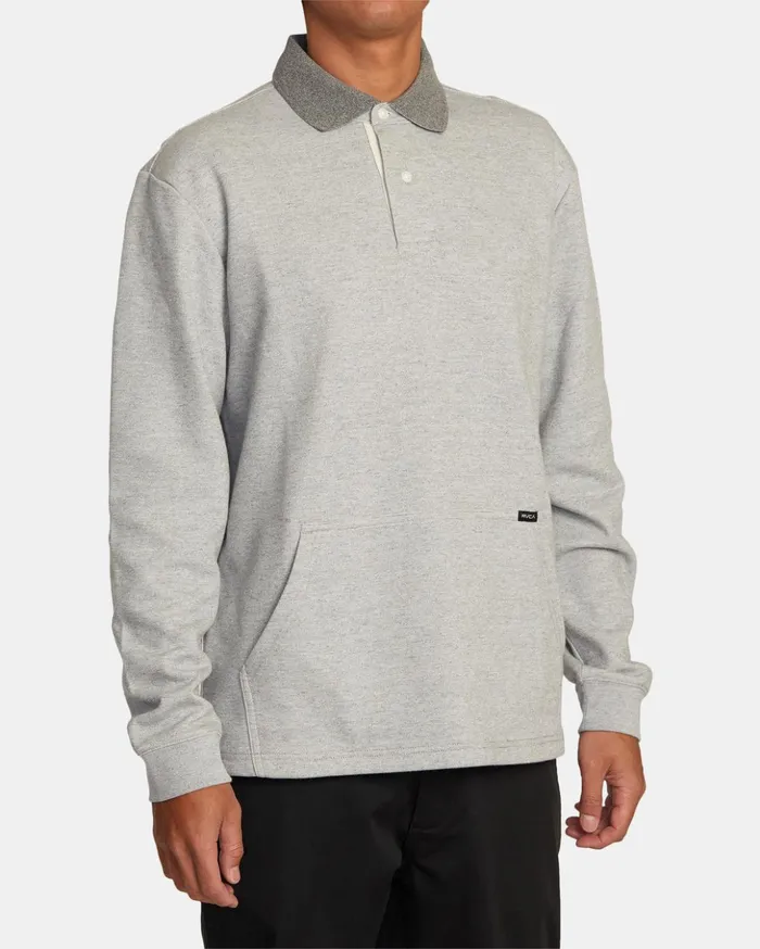RVCA Hoodies Sweatshirts Fairfax Striped Long Sleeve Polo Shirt Cement 8211 Men RVCA Hoodies Sweatshirts Fairfax Striped Long Sleeve Polo Shirt Cement 8211 Men