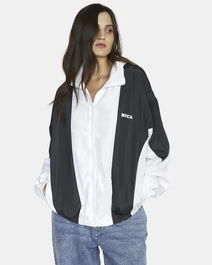 RVCA Jackets Throwback Windbreaker Jacket Blackwhite 8211 Women