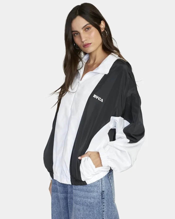 RVCA Jackets Throwback Windbreaker Jacket Blackwhite 8211 Women