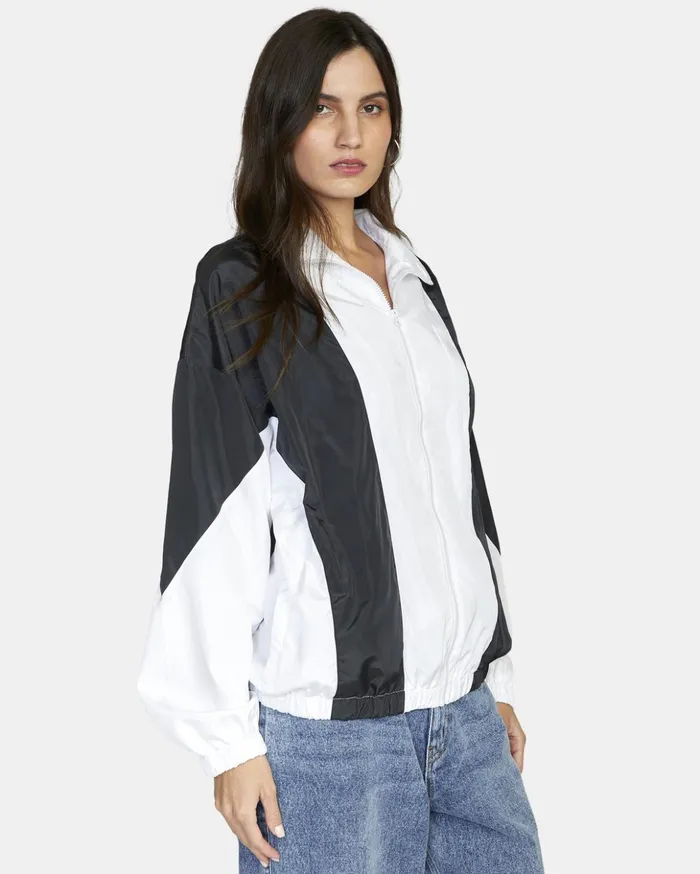 RVCA Jackets Throwback Windbreaker Jacket Blackwhite 8211 Women