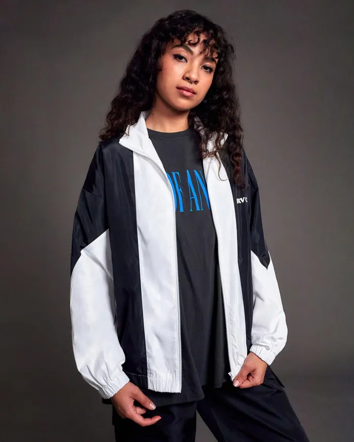RVCA Jackets Throwback Windbreaker Jacket Blackwhite 8211 Women