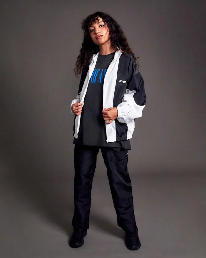 RVCA Jackets Throwback Windbreaker Jacket Blackwhite 8211 Women