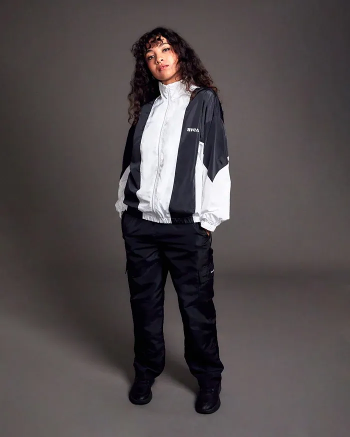 RVCA Jackets Throwback Windbreaker Jacket Blackwhite 8211 Women