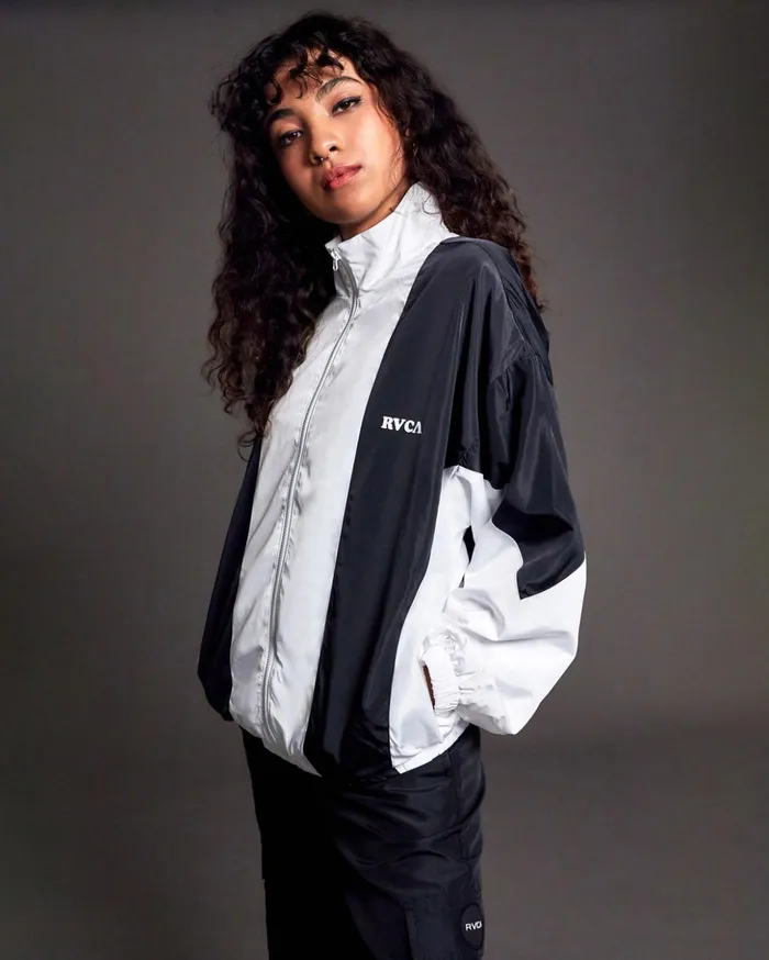 RVCA Jackets Throwback Windbreaker Jacket Blackwhite 8211 Women