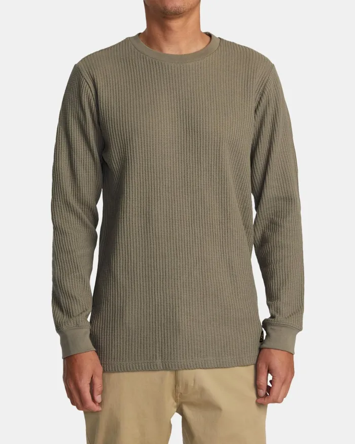 RVCA Long Sleeves Day Shift Long Sleeve Thermal Shirt Aloe 8211 Men