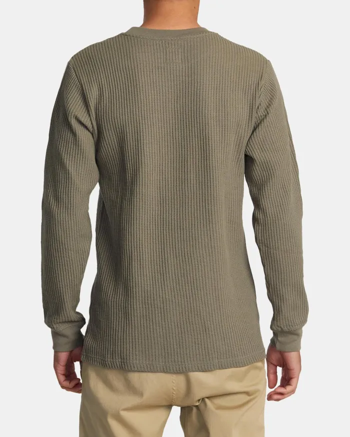 RVCA Long Sleeves Day Shift Long Sleeve Thermal Shirt Aloe 8211 Men