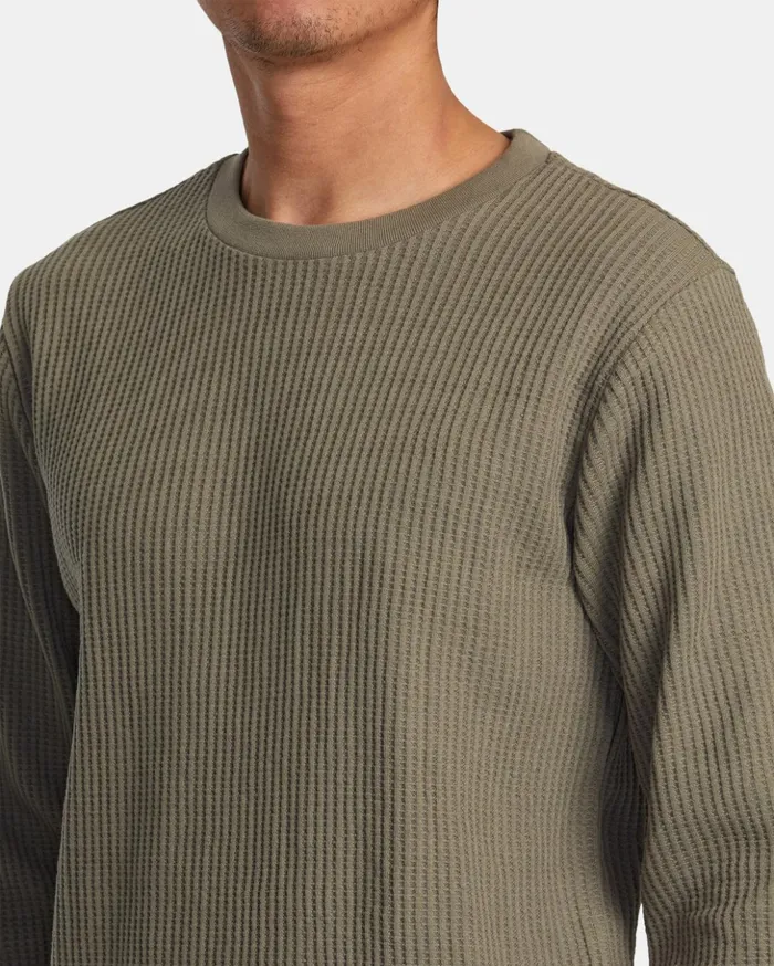 RVCA Long Sleeves Day Shift Long Sleeve Thermal Shirt Aloe 8211 Men