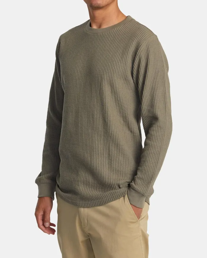 RVCA Long Sleeves Day Shift Long Sleeve Thermal Shirt Aloe 8211 Men