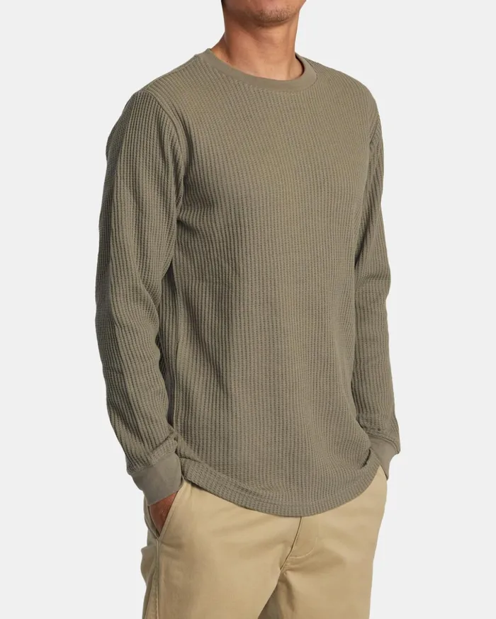 RVCA Long Sleeves Day Shift Long Sleeve Thermal Shirt Aloe 8211 Men