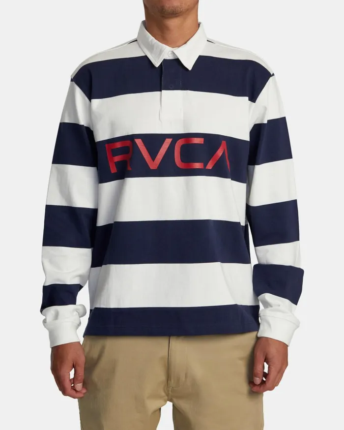 RVCA Long Sleeves Long Sleeve Polo Shirt Navy 8211 Men
