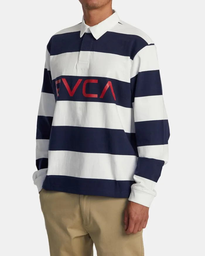 RVCA Long Sleeves Long Sleeve Polo Shirt Navy 8211 Men