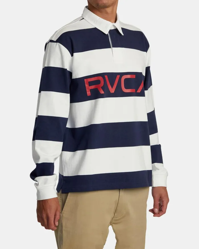 RVCA Long Sleeves Long Sleeve Polo Shirt Navy 8211 Men