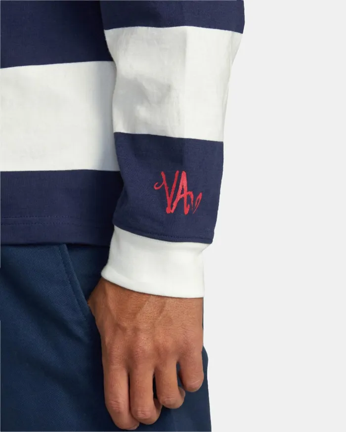 RVCA Long Sleeves Long Sleeve Polo Shirt Navy 8211 Men